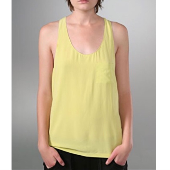 ALEXANDER WANG RACERBACK SILK POCKET TANK TOP - Picture 1 of 6